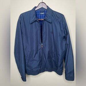 VTG Men’s L. Navy Blue Chaps Harrington Style Bomber Jacket. Plaid Lined. Preppy